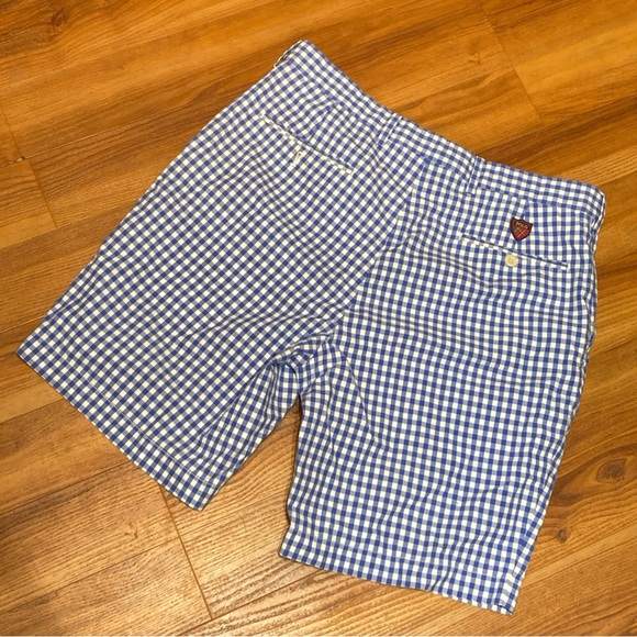 Polo Golf Ralph Lauren Mens 34 Blue White Gingham Check Shorts Preppy Sports - Picture 3 of 6